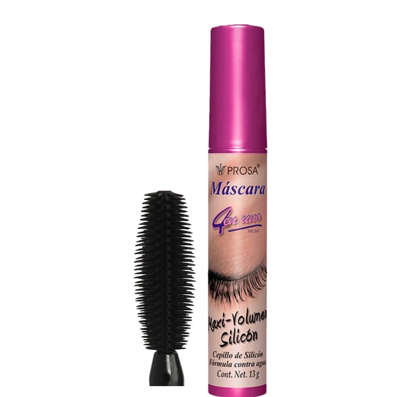 PROSA Maxi Volume Silicone Mascara - Water Resistant Formula - Magnifying Brush - Made in Mexico - Jojoba & Aloe Vera