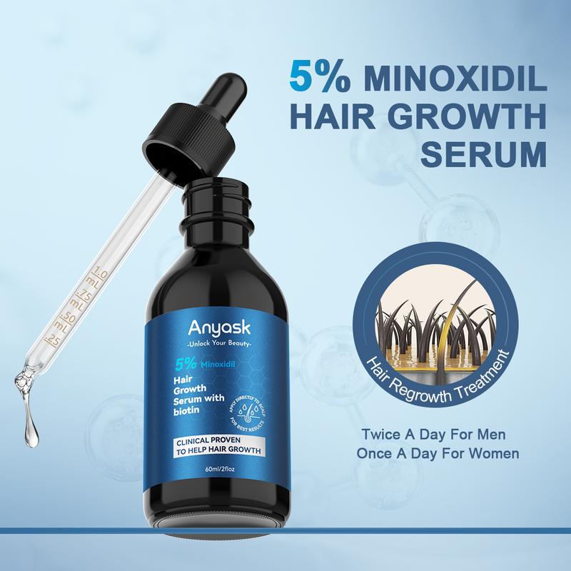 Anyask 5% Minoxidil Hair Growth Oil   Natural Treatment for Thicker Longer Fuller Healthier Hair 60ml Haircare Comfort Keratin