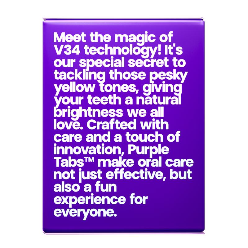 Purple Tabs Color-Correcting Toothpaste Tablets Oral Hygiene Teeth-Whitening Chewable Fresh Breath Radiant Nobs Brightening Cleansing Brighten Brush