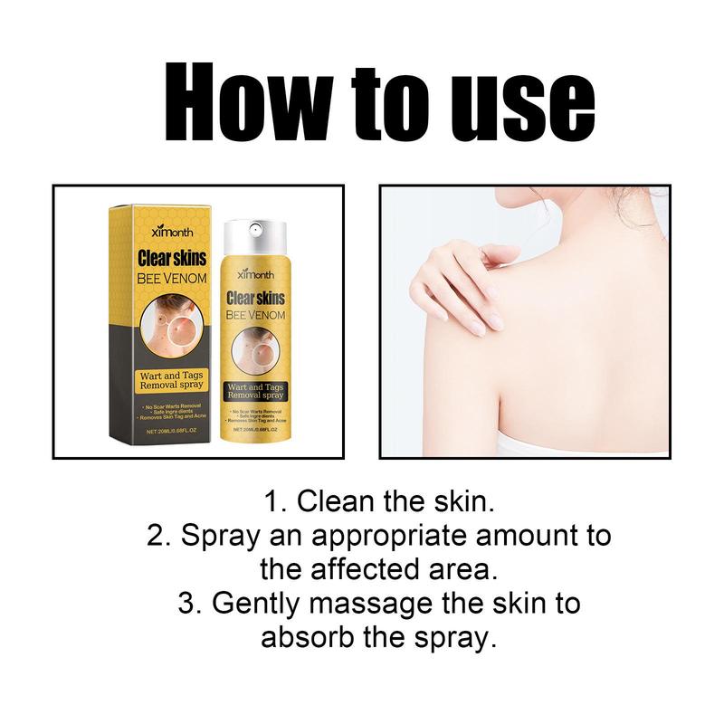 Bee Venom Clears Skin Mole Spray, 2 Counts set Moisturizing Skin Care Spray, Daily Care Non-greasy Formula Suitable for All Skin Types[XIA06-A264-20-YE1]