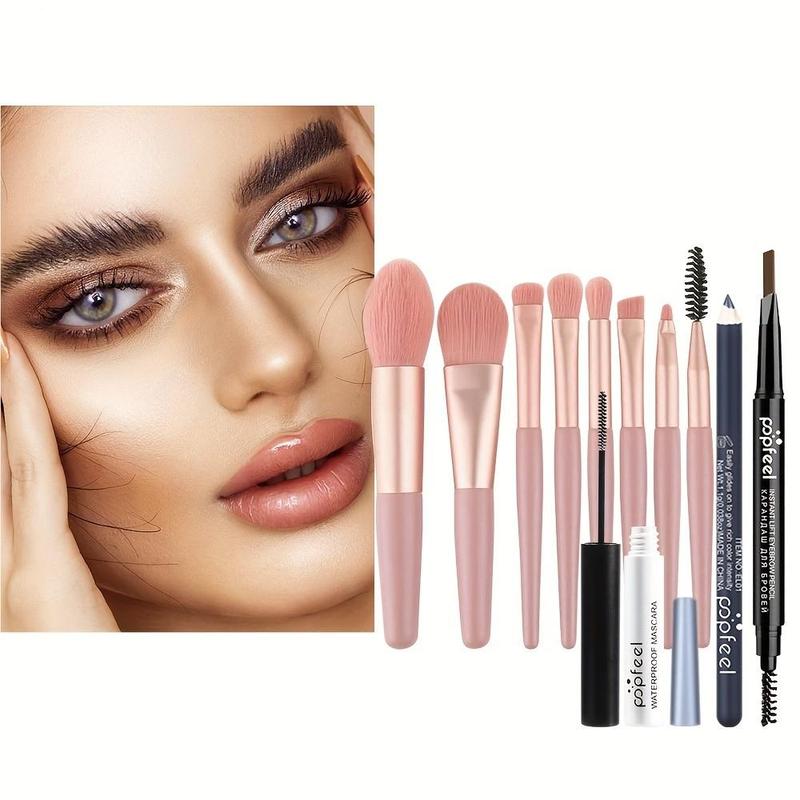 Makeup Brushes & Eye Makeup Set, 12pcs Eyeshadow Palette Eyeliner Mascara Eyebrow Pencil with Brushes, Music Festival Makeup Product, Makeup Kit, Makeup Products, Christmas Gift