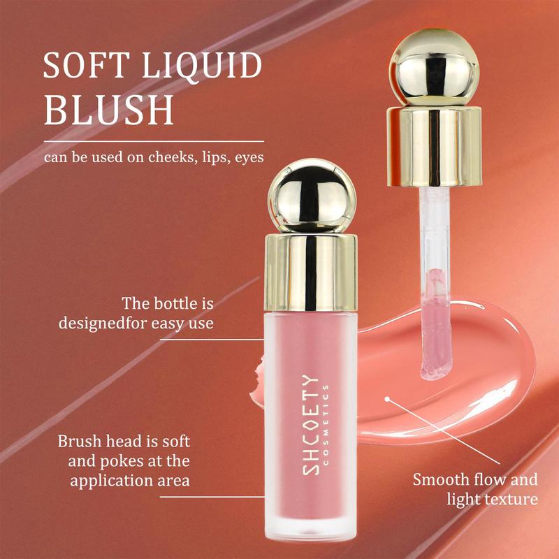 Long Lasting Liquid Blusher, Natural Look Blush for Cheeks, Lips, Eyes, Smudge-Proof Lightweight Moisturizing Flawless Liquid Blush, Soft Color Shadow Cosmetic