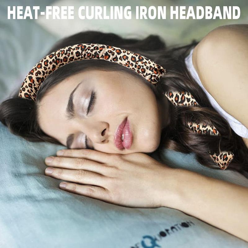 Heatless Curling Rod Headband No Heat Silk Ribbon Curling Rod Hair Roller Curls with Hair Claw Clip