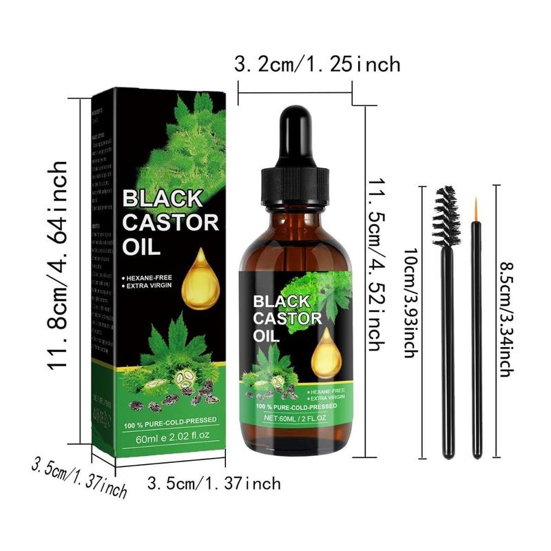 60ml Organic Jamaican Black Castor Oil – Cold Pressed in Glass Bottles for Hair, Skin, Face, Eyelashes, and Eyebrows – Pure Body Massage Oil