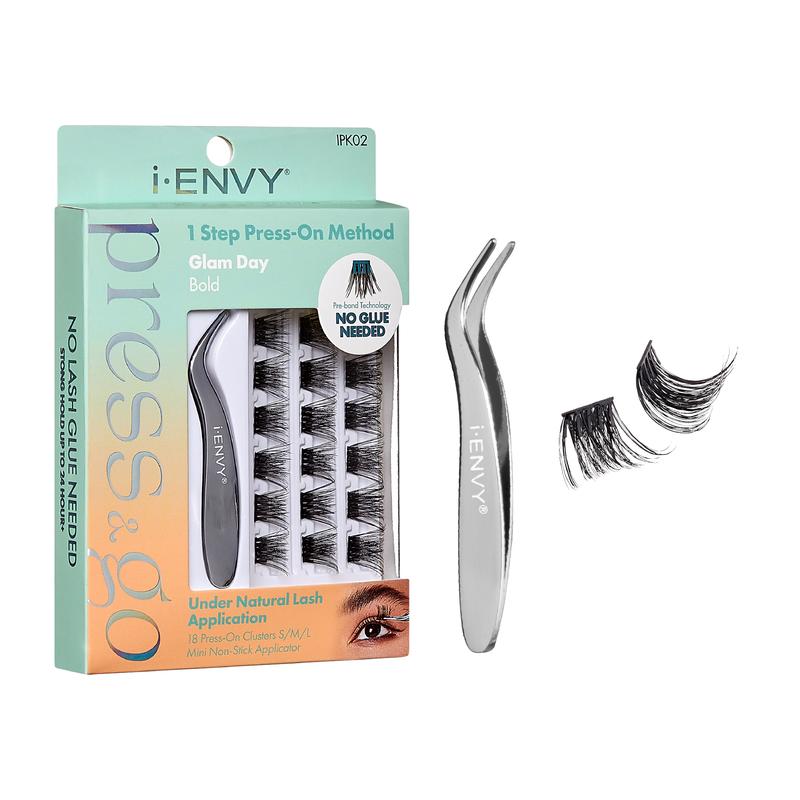 I-Envy Press&Go Self Adhesive Eyelashes Extension and Applicator Eyelashkit, Easy Application Press-On Makeup Lash Extensions, No Glue Press On False Eyelash Clusters, No Damage or Residue Cosmetic