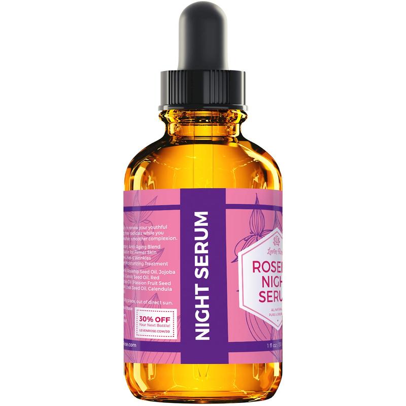 Leven Rose Skincare Rosehip Night Serum - 1 oz, Organic Anti-Aging Oil for Daily Moisture and Skin Repair Bright Calendula