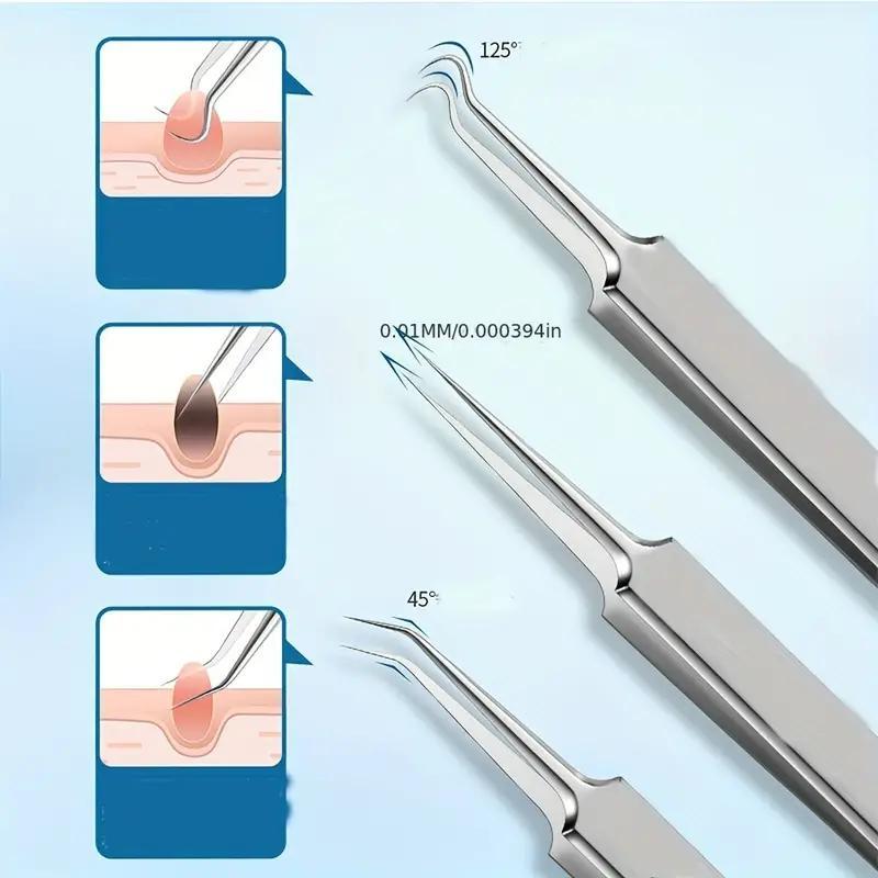 Stainless Steel Blackhead Cleaner Tool Set, 8 Counts set Blackhead Extractor Tool, Professional Skincare Tools for Women & Men