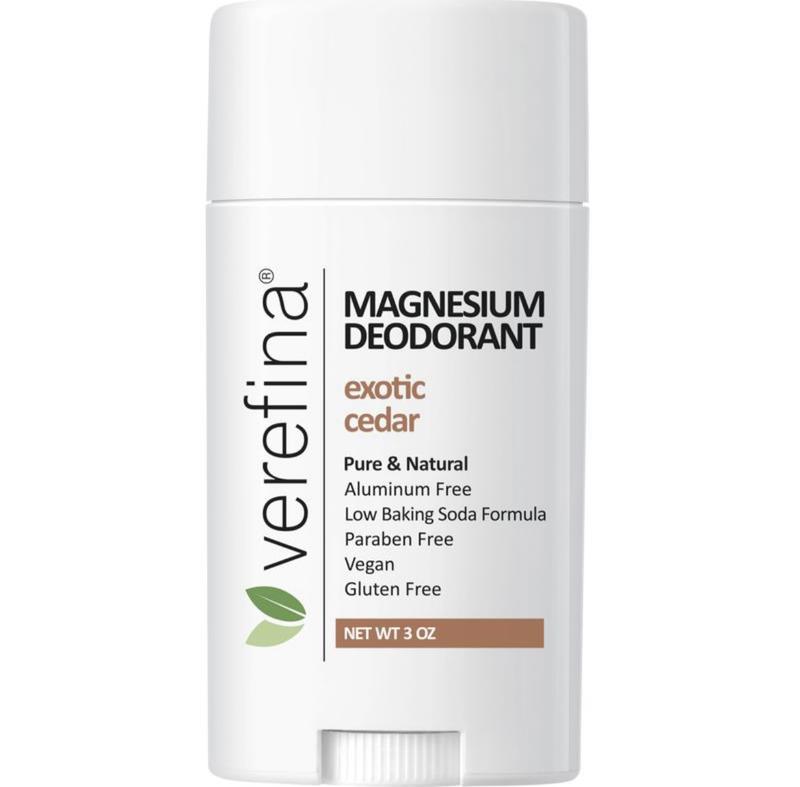 Exotic Cedar Magnesium Deodorant by Verefina – Aluminum-Free, Vegan, for Sensitive Skin with Shea, Cocoa Butter and Coconut Oil