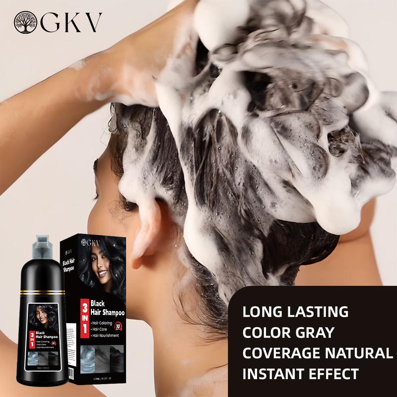 GKV 3 in 1 Hair Dye Shampoo - Various colors available,Herbal Ingredients Natural Shampoo, Natural Haircoloring, Plant Haircare, black hairdye