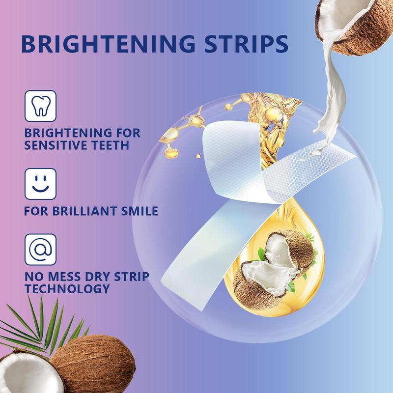 Coconut Mint Tooth Brightening Strips, 14pcs box Premium Natural Coconut Oil Tooth Brightening Strips, Non-slip Dry Strip Technology Tooth Care Strips