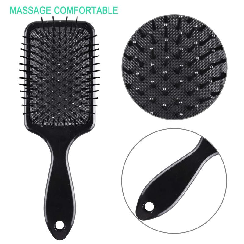 6 count Hair Brush Comb Set Paddle Brush Detangle Hair Brush and Black Combs for Men and Women Wet, Dry, Curly and Straight Hair