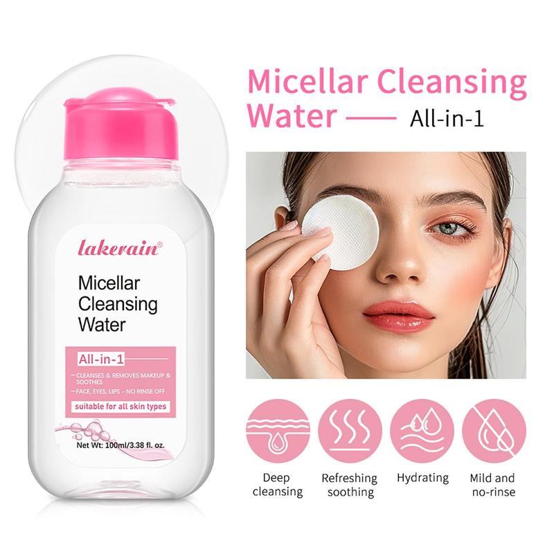 Micellar Cleansing Water, 3 Counts Gentle Makeup Remover, Deep Cleansing Makeup Remover, Facial Cleansing Product for Women & Men