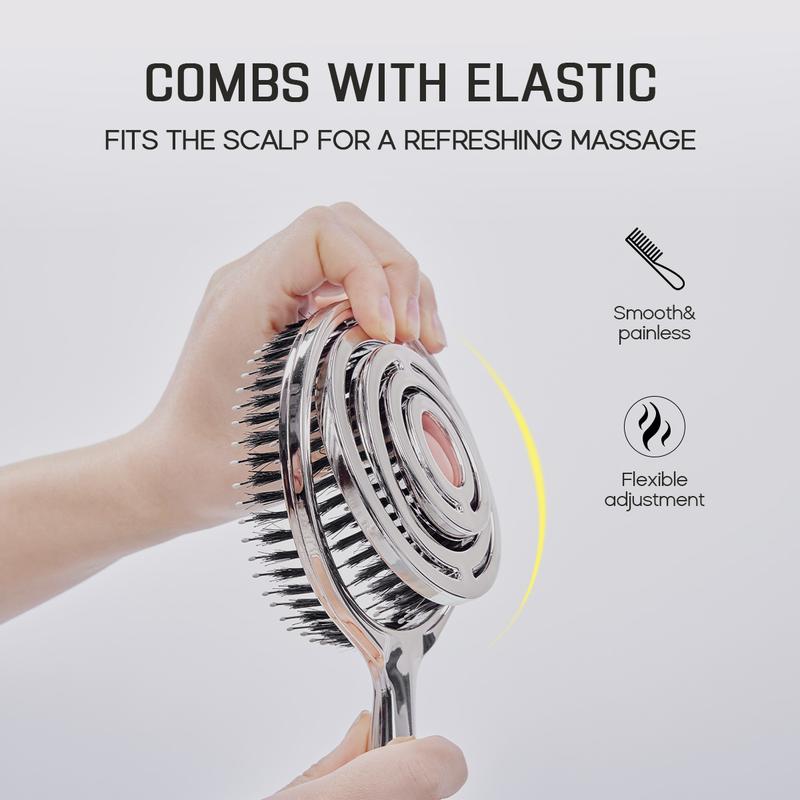 HALOVIDA Electroplated Hollow Round Bristle Brush - Anti-Static Massage Brush, Reduces Heat Damage, Ideal for Quick Drying and Voluminous Styling