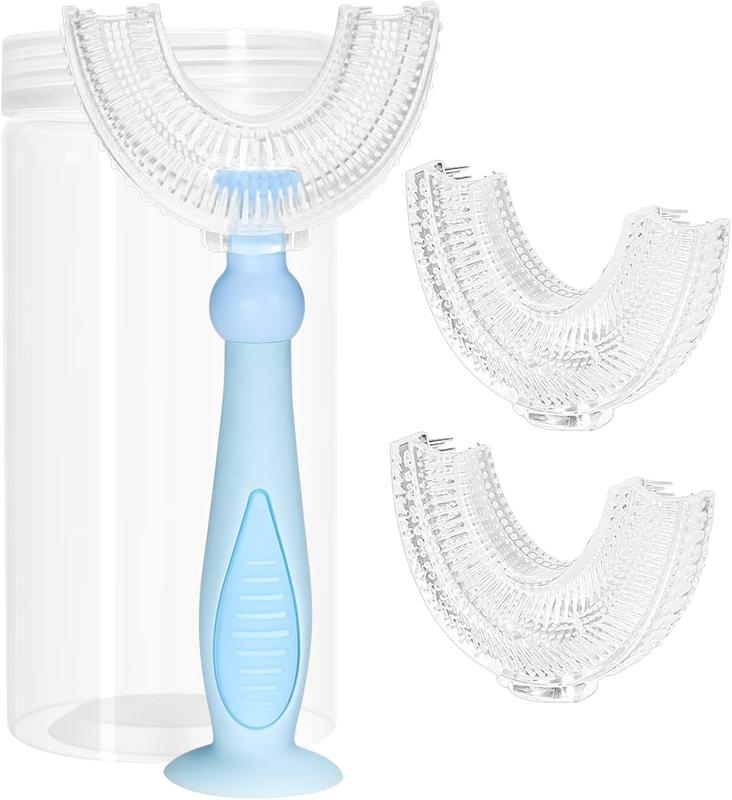 U Shaped  , Toothbrushes U Shape with 3 count Heads for ,, Whole Mouth   Brush for  6-12 Years Blue