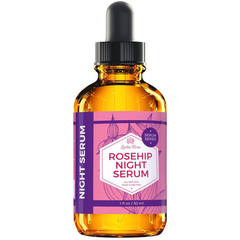 Leven Rose Skincare Rosehip Night Serum - 1 oz, Organic Anti-Aging Oil for Daily Moisture and Skin Repair Bright Calendula