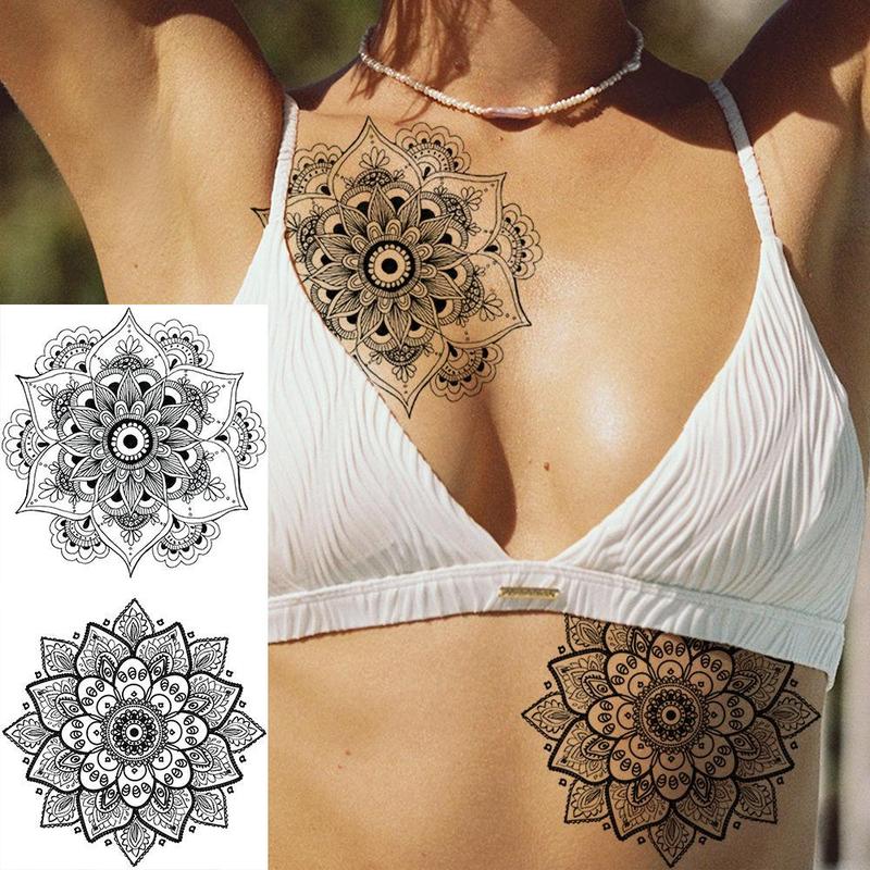 Vintage Lotus & Dreamcatcher Pattern Temporary Tattoo Sticker, 10pcs set Fake Tattoo Sticker, Body Art Decoration for Women & Girls