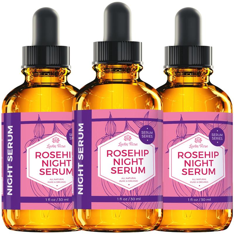 Leven Rose Skincare Rosehip Night Serum - 1 oz, Organic Anti-Aging Oil for Daily Moisture and Skin Repair Bright Calendula