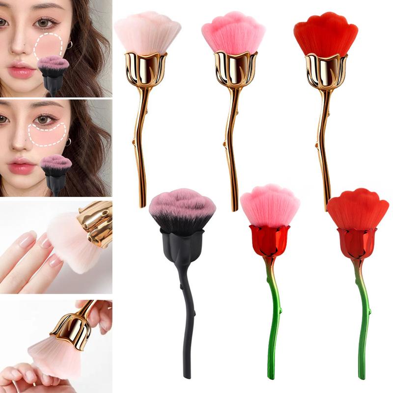 Rose Flower Fluffy Blush Brush Hair Loose Powder Brush Nail Dust Cleaning Manicure Professional Soft Pedicure Makeup Tool Beauty