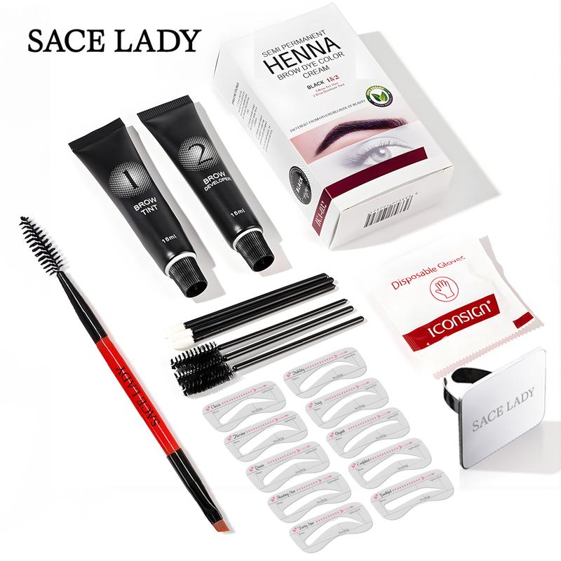 SACE LADY Semi-Permanent Eyebrow Dye Paste Set Waterproof Long-lasting Sweat-proof Hair Color Kit Makeup Cosmetic