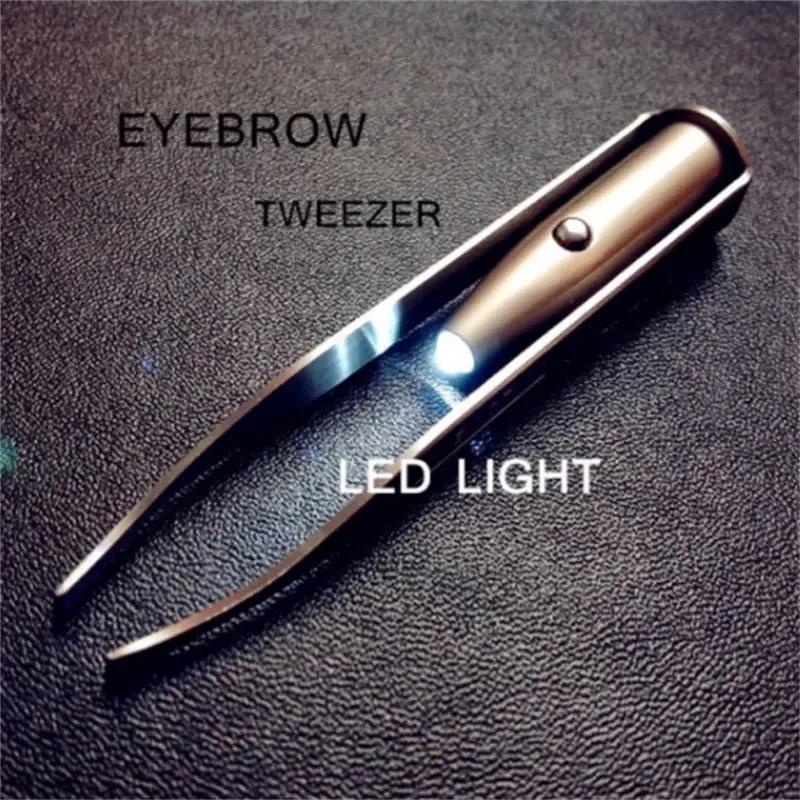 Portable Smart Eyebrow Tweezers With LED Light, Stainless Steel Eyebrow Hair Remover Tool, Professional Makeup Tools For Women