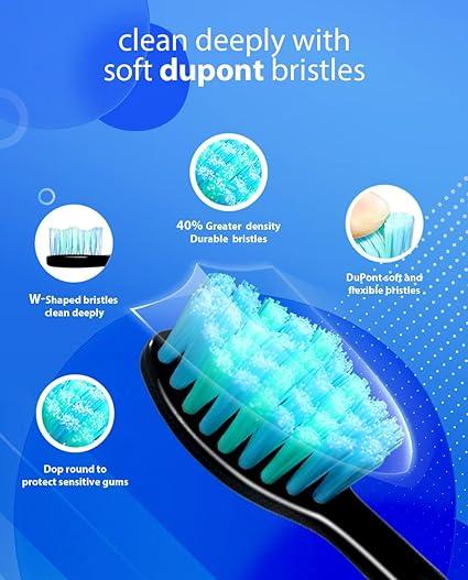 Electric Toothbrushes for Adults, 8 Brush Heads Electric Toothbrush with 37000 VPM Deep Clean 6 Modes 18 Gear, Rechargeable Toothbrushes Fast Charge