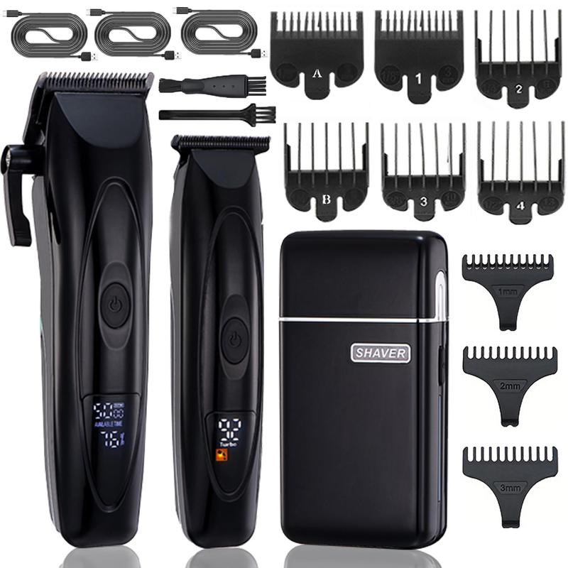 Cordless Barber Hair Clippers & Beard Trimmer, 1 Box Professional Hair Clippers with Accessories for Men, Rechargeable Mens Grooming Kit