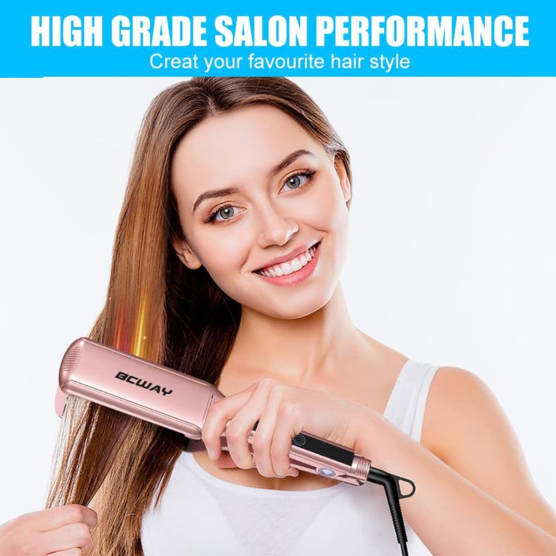 Professional Floating Titanium Hair Straightener for Hair, Instant Heating with 5 Adjustable Temp, Anti-Static Iron for All Hair Types Salon Smooth