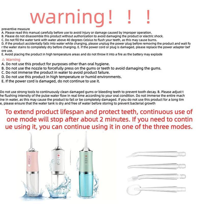 Rechargeable Water Flosser, 1 Set Portable Oral Irrigator with 4 Counts Jet Tips, Waterproof Teeth Cleaner, 3 Modes Teeth Cleaning Tool for Home & Travel, Water Flosser For Teeth, Halloween, Christmas, Fall Gift, Winter Gift, Gift