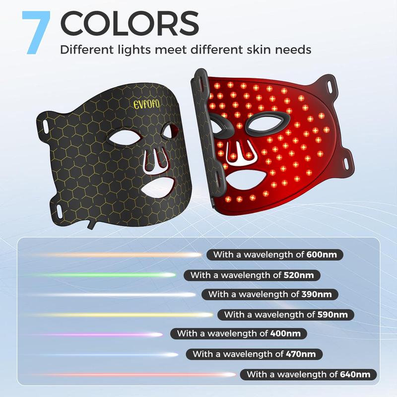 Red Light Therapy Mask for Face, Blue Red Light Therapy Mask for Face, 7 Colors LED Face Mask Light Therapy