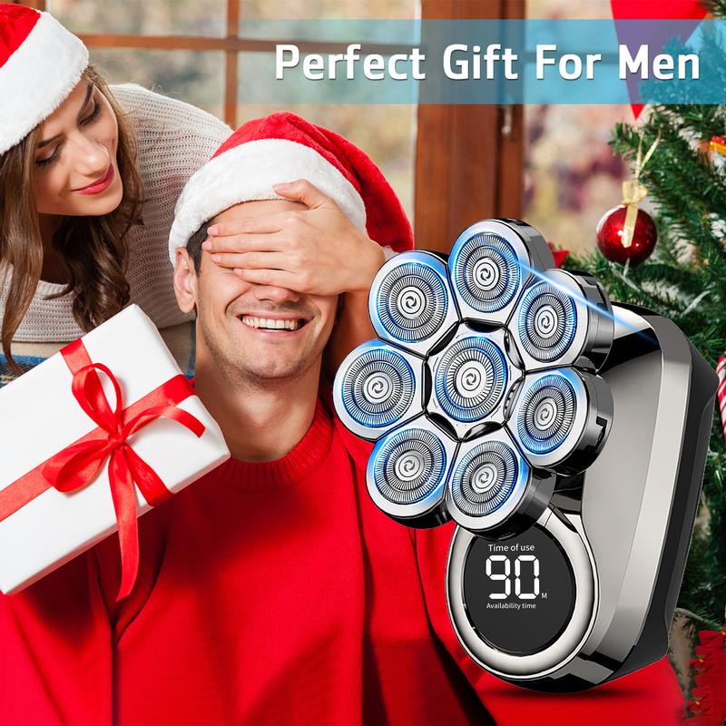 DIHOOM 6-in-1 8-head electric shaver: multifunctional shaving head, washable digital display, long battery life, suitable for family travel, 360-degree all-round beauty and cleaning, daily essentials for men Gift Comfort