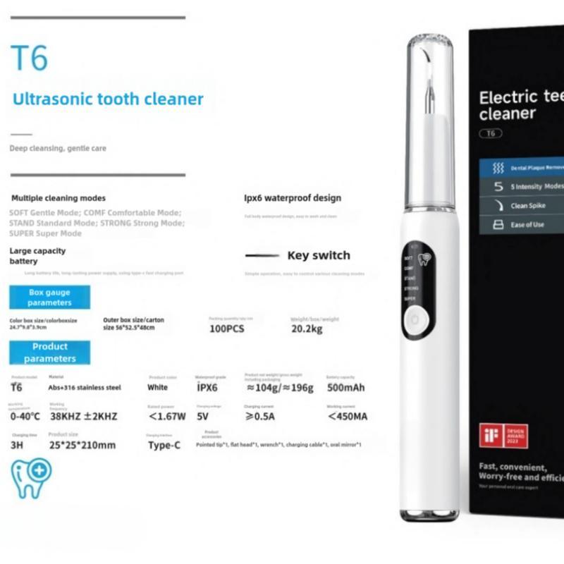 Rechargeable Electric Teeth Cleaner, 5 Modes Teeth Polisher with 2 Replacement Heads, Oral Care Tool for Women & Men