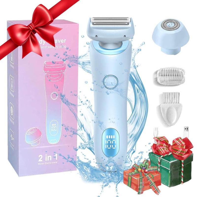 Electric Bikini Trimmer for Women, 1 Box USB Rechargeable 2-in-1 Full Body and Facial Epilator, Waterproof Wet and Dry Use Trimmer for Women