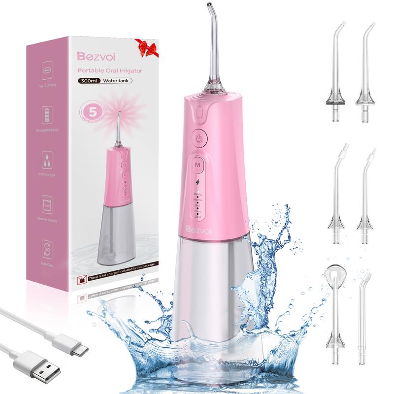 Bezvoi Water Dental Flosser for Teeth,5 Modes Cordless Oral Irrigator, 300ML Tank Portable