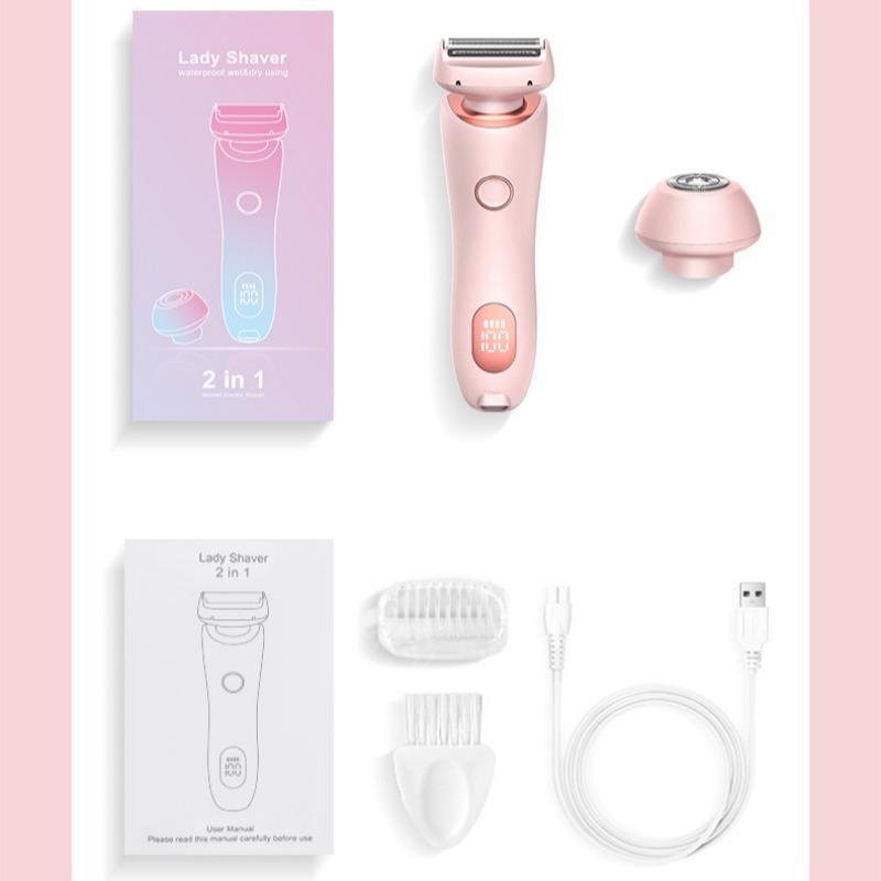 Electric Bikini Trimmer for Women, 1 Box USB Rechargeable 2-in-1 Full Body and Facial Epilator, Waterproof Wet and Dry Use Trimmer for Women