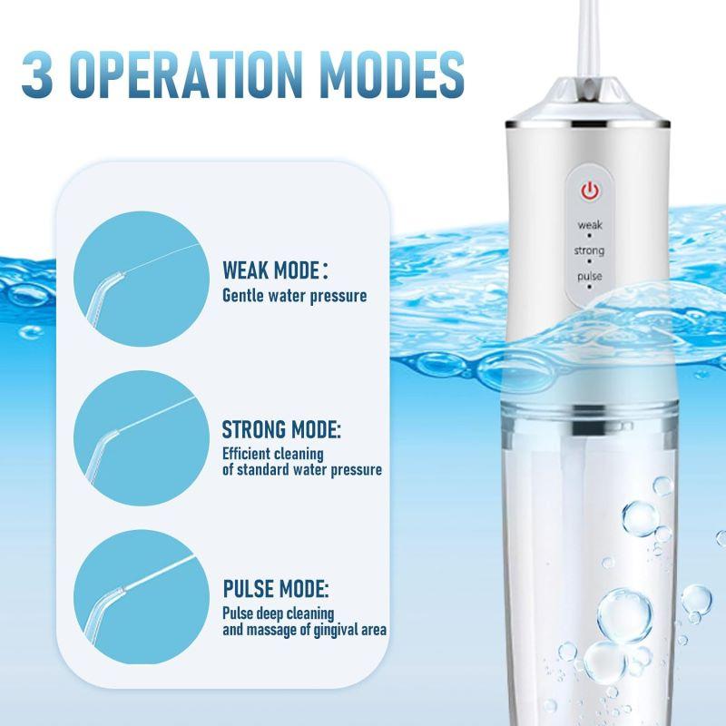 Rechargeable Water Flosser, 1 Set Portable Oral Irrigator with 4 Counts Jet Tips, Waterproof Teeth Cleaner, 3 Modes Teeth Cleaning Tool for Home & Travel, Water Flosser For Teeth, Halloween, Christmas, Fall Gift, Winter Gift, Gift