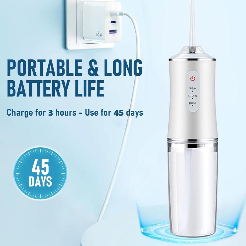 Rechargeable Water Flosser, 1 Set Portable Oral Irrigator with 4 Counts Jet Tips, Waterproof Teeth Cleaner, 3 Modes Teeth Cleaning Tool for Home & Travel, Water Flosser For Teeth, Halloween, Christmas, Fall Gift, Winter Gift, Gift