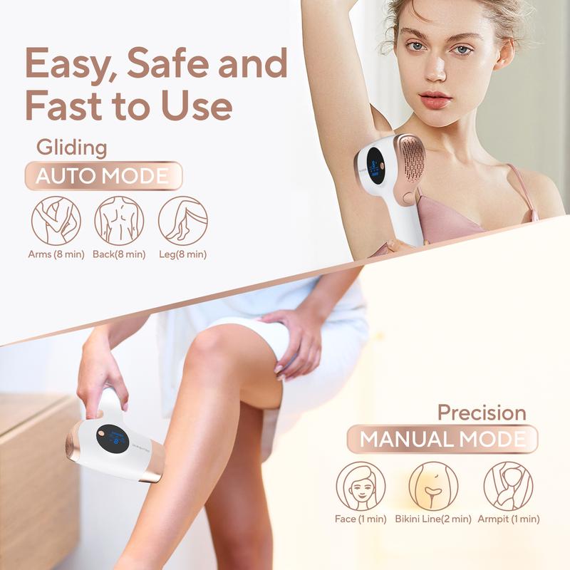 Akunbem Laser Hair Removal,Nearly Painless IPL Hair Removal for Women and Men,Effective & Long-Lasting Hair Removal Device for Bikini Legs Armpits Arms At Home,Automatic Continuous Flash Skin Care Function