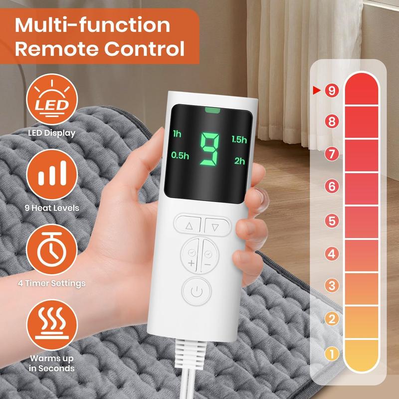 Multifunctional Heating Pad, 9-level Temperature Adjustment 4-level Timing Heating Pad, Electric Massage Pad, Body Waist Shoulder Heating Pad for Women & Men, Christmas Gift