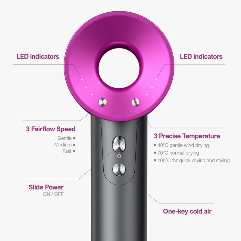 Leafless Fast Drying Hair Dryer Negative Ionic Blow Dryer with High-Speed 110,000 RPM Brushless Powerful Motor Hairdryer Low Noise Magnetic Nozzle