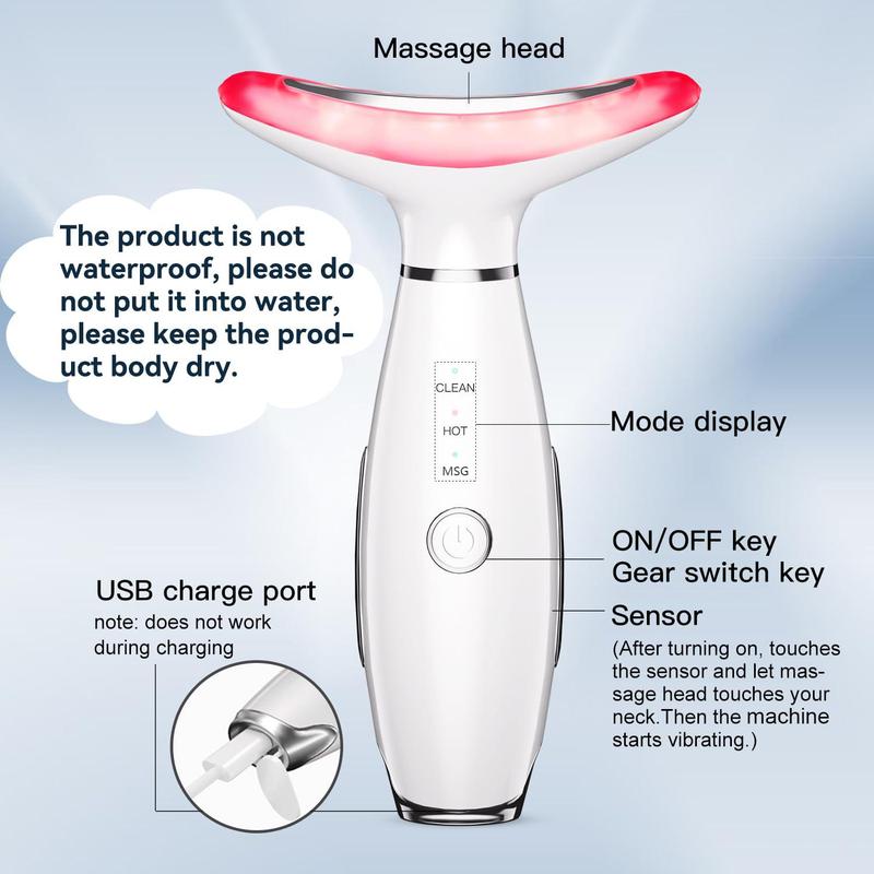 Beauty Massager for Face and Neck, LED Beauty Neck Instrument, Facial Massager with Thermal, and Vibration, Personal Care Appliances