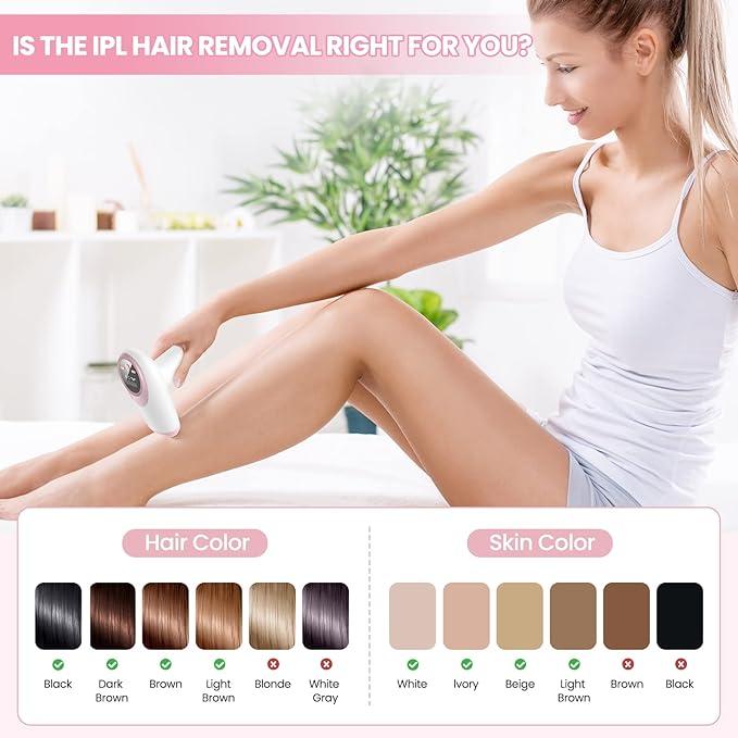 IPL Hair Removal for Women and Men, New Upgraded 999,900 Flashes Permanent Laser Hair Removal Device on Facial Legs Arms Armpits Body, At-Home Use