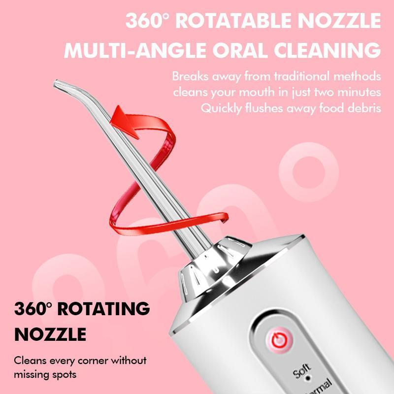 Black Friday Christmas Gift Portable Burst Pink Water Flosser Powerful Oral Rinse with 3 Cleaning Modes Cordless and Effective Tooth Cleaning