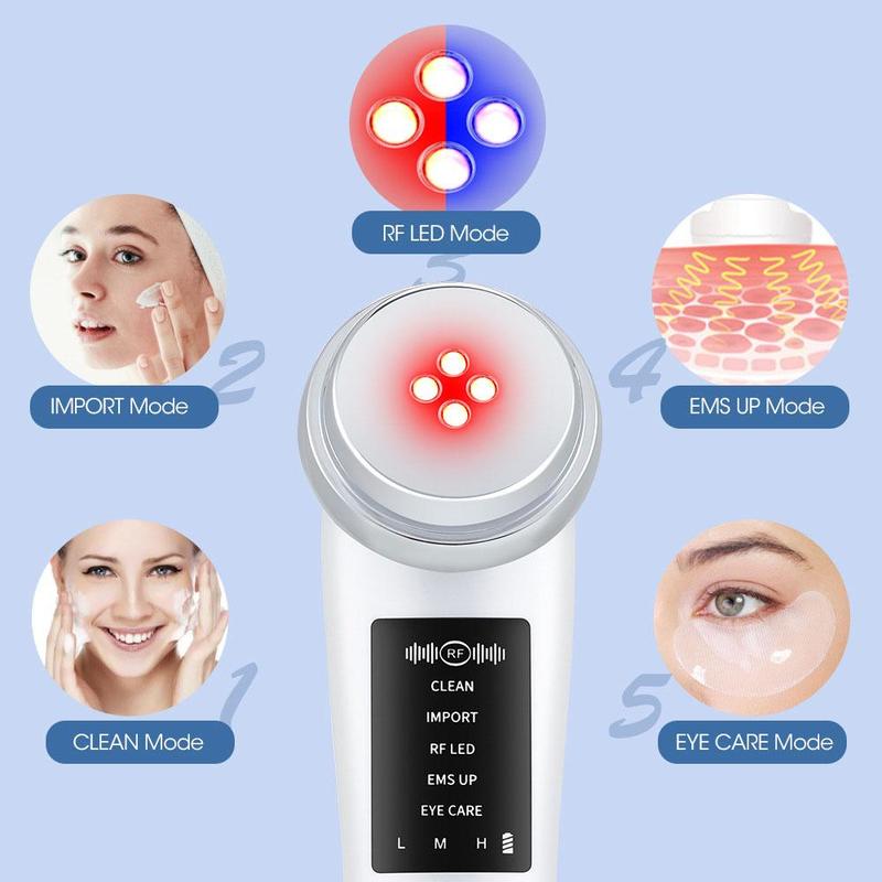 Facial Beauty Instrument Massager, 1 Box 5 Modes 3 Speeds Facial Vibration Massage, Deep Cleaning Tool, Skin Care Tool for Women & Girls, Christmas Gift