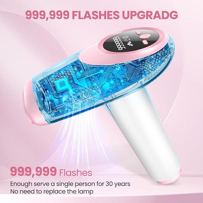 IPL Hair Removal for Women and Men, New Upgraded 999,900 Flashes Permanent Laser Hair Removal Device on Facial Legs Arms Armpits Body, At-Home Use