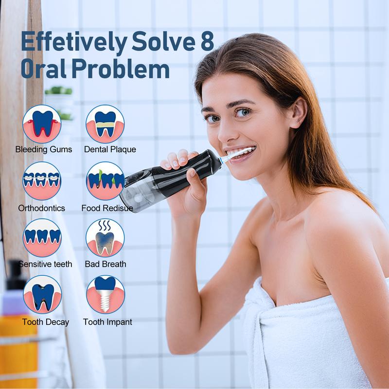 Cordless Water Dental Flosser - 4 Modes & 3 Intensities. 320ML IPX7 Waterproof Oral Irrigator. Rechargeable for Travel & Home Oral Hygiene.