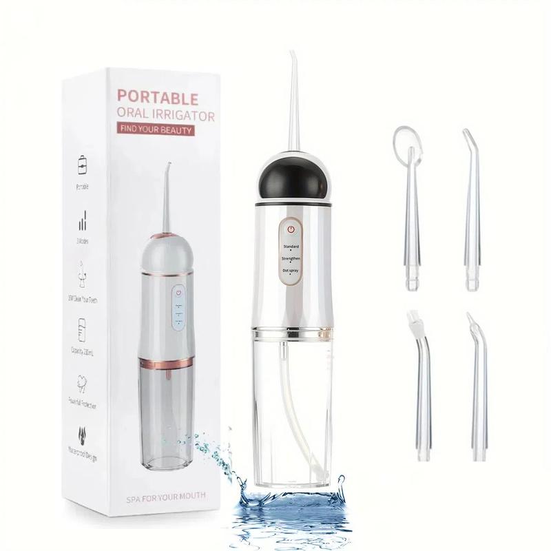 Water Flosser, Cordless Dental Oral Irrigator, Waterproof Water Flosser Teeth Cleaner, 3 Modes and 4 Jet Tips, 230ML Rechargeable and USB Portable Water Flosser for Home and Travel, Winter Gift, Christmas, Christmas Gift