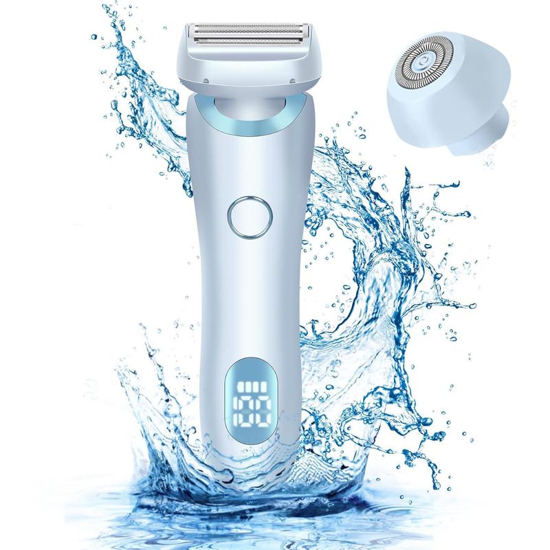 Electric Shaver for Women Bikini, 1 Set Rechargeable 2 in 1 Body & Facial Hair Removal for Winter Gift, Waterproof Wet & Dry Use Trimmer with Detachable Head Precise Safe For Daily Travel Use，Christmas Gift for her