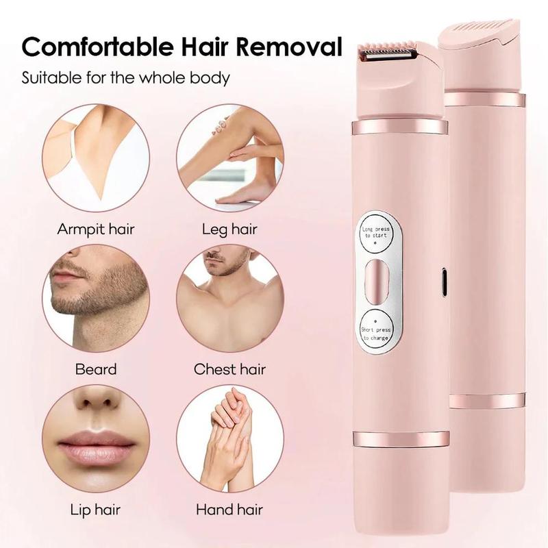 2 in 1 Electric Hair Remover, 1 Box Rechargeable Electric Hair Trimmer & Replacement Heads, Wet and Dry Use Body Trimmer for Women, Christmas Gift