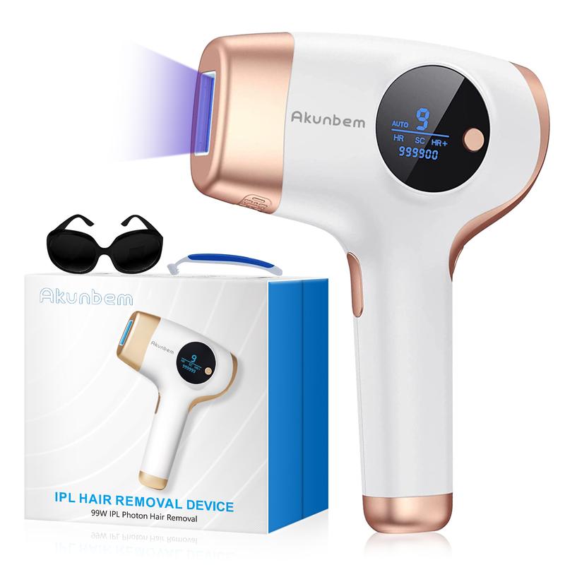 Akunbem Laser Hair Removal,Nearly Painless IPL Hair Removal for Women and Men,Effective & Long-Lasting Hair Removal Device for Bikini Legs Armpits Arms At Home,Automatic Continuous Flash Skin Care Function