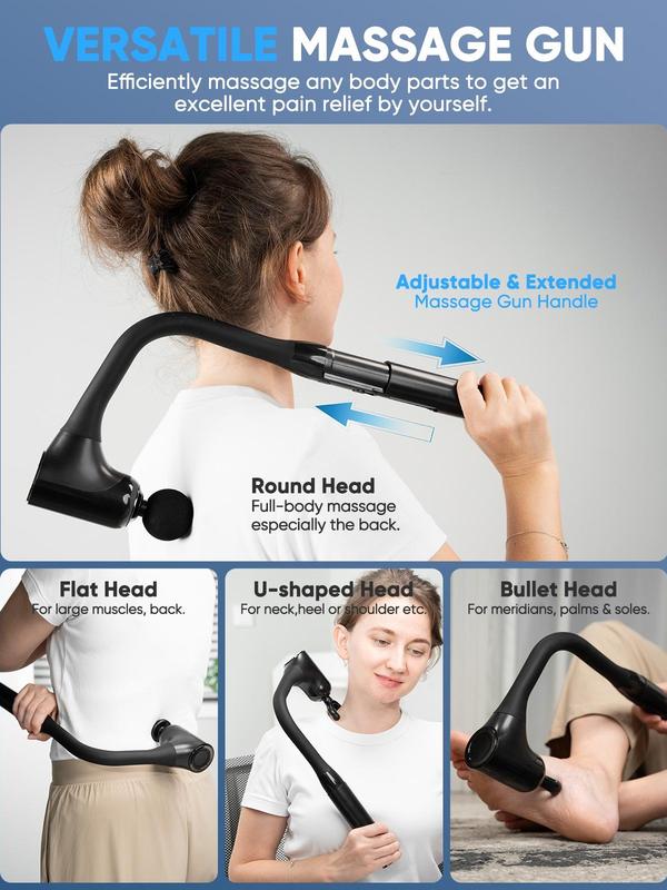 Length Adjustable Massage Hammer, Ergonomic Massage Gun & Back Massager, Neck Shoulder Waist Massage for Pain Relief, Stepless Speeds, Ideal Christmas Gift for Friends & Families